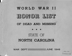 North Carolina Army Cover Page