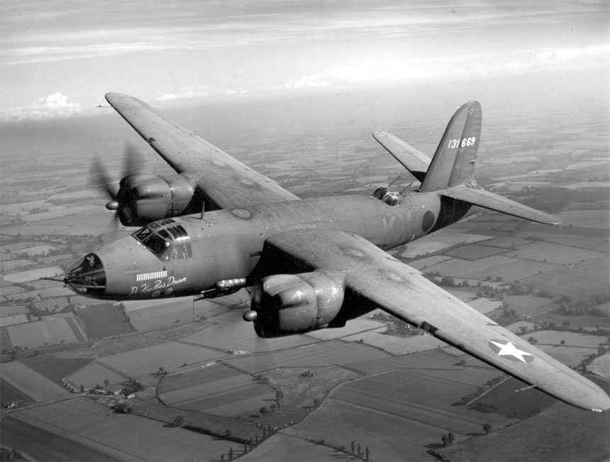 B-26B bomber in flight